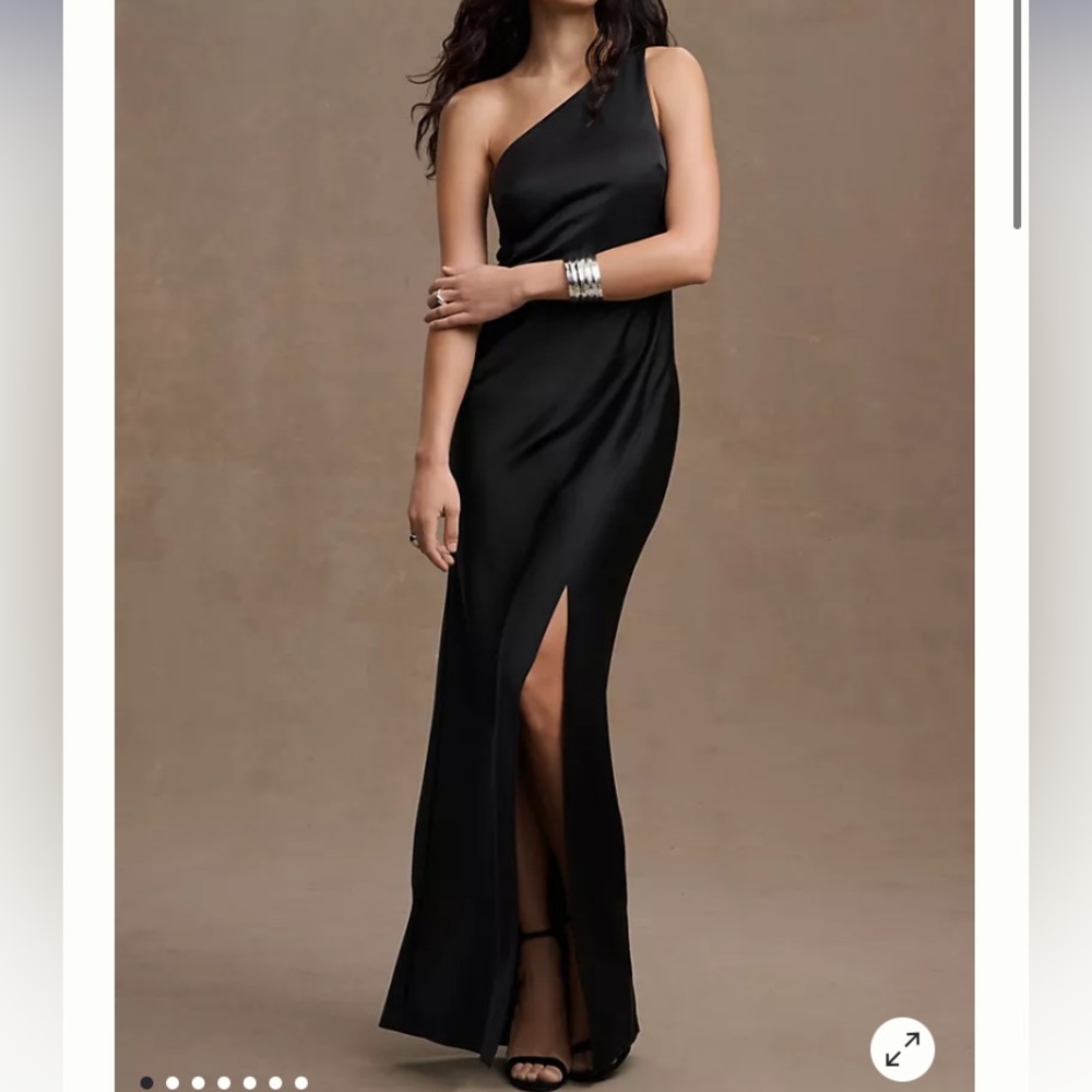 BHLDN Dylan one-shoulder satin side-slit gown